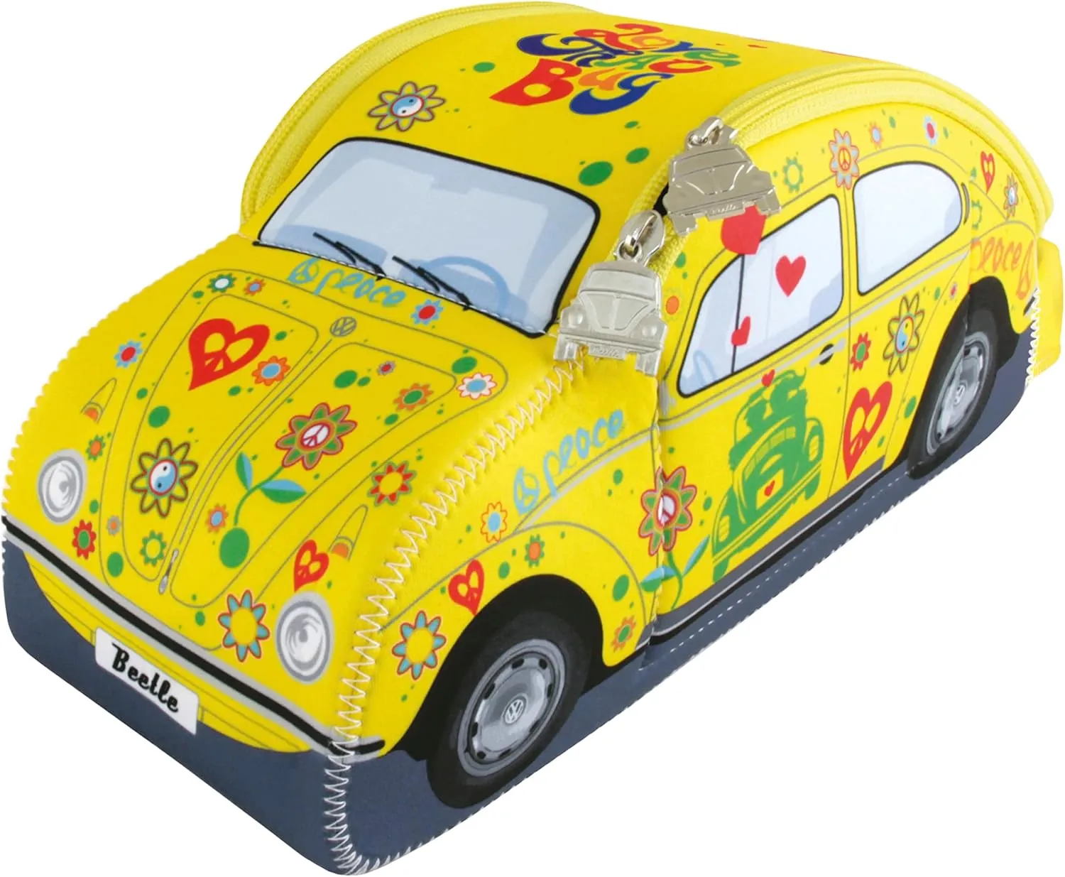 BRISA VW Collection - Volkswagen Neoprene Universal Bag for Makeup, Travel, Cosmetics in Beetle Bug Design