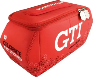 BRISA VW Collection - Volkswagen Neoprene Universal Makeup Cosmetics Toiletry Travel Pharmacy Bag in GTI Design (Hexagon/Red/Small)