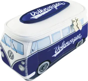 BRISA VW Collection - Volkswagen Neoprene Universal Makeup Cosmetics Toiletry Travel Pharmacy Bag in T1 Bus Design (Blue) (Small (9.1 x 4.3 x 3.1 inches))
