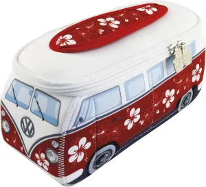 BRISA VW Collection - Volkswagen Neoprene Universal Makeup Cosmetics Toiletry Travel Pharmacy Bag in T1 Bus Design (Hibiscus/Red) (Small (9.1 x 4.3 x 3.1 inches))