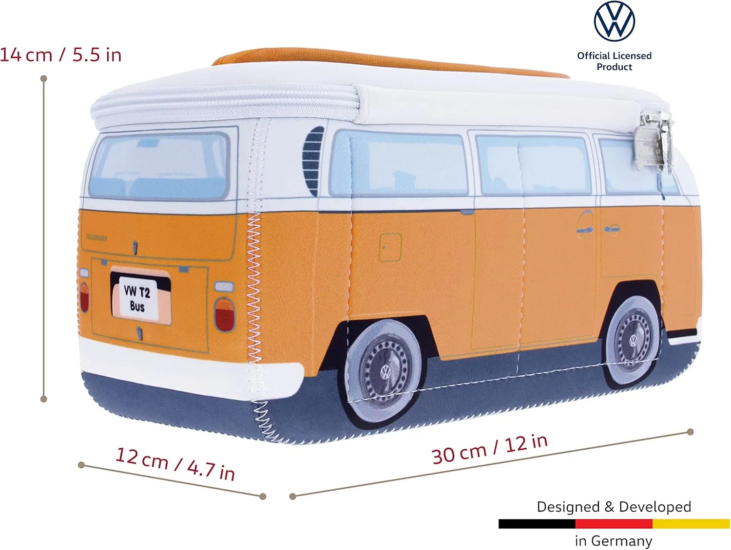 BRISA VW Collection Volkswagen Neoprene Universal Makeup Cosmetics Toiletry Travel Pharmacy Bag in T2 Bus Design (Large)