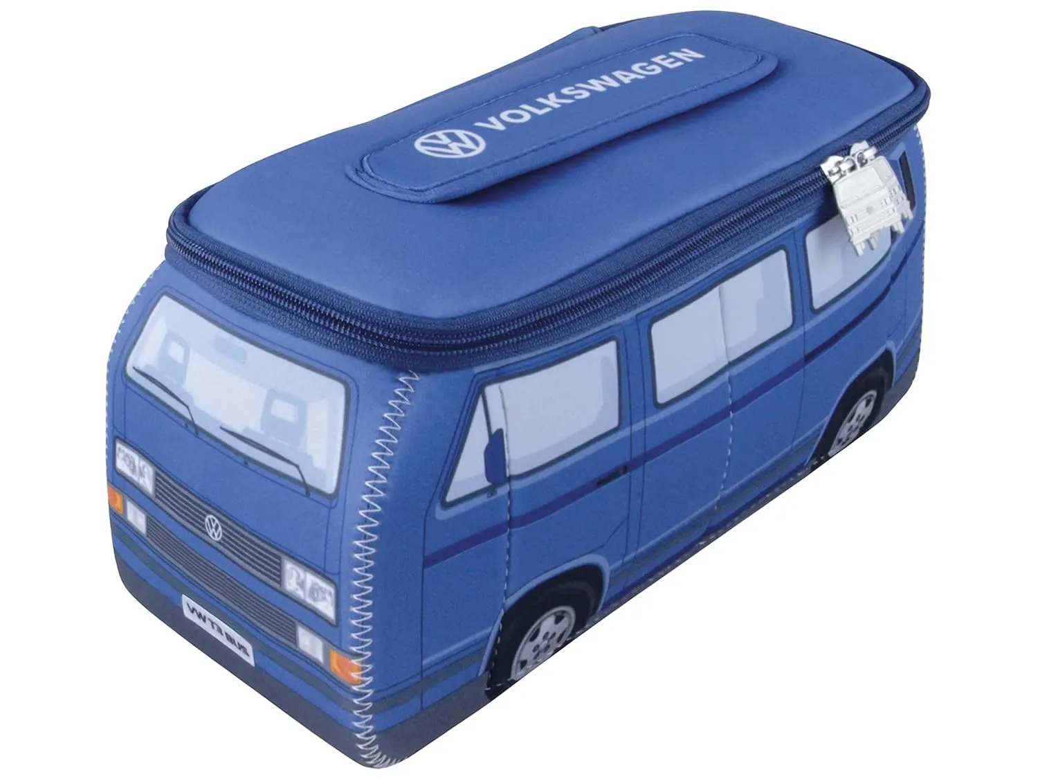 BRISA VW Collection - Volkswagen Neoprene Universal Makeup Cosmetics Toiletry Travel Pharmacy Bag in T3 Bus Vanagon Design (Blue/Large)