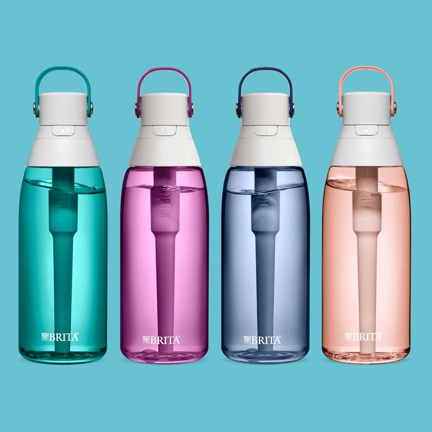 Brita Hard-Sided Plastic Premium Filtering Water Bottle, BPA-Free, Reusable, Replaces 300 Plastic Water Bottles, Filter Lasts 2 Months or 40 Gallons, Includes 1 Filter, Orchid - 36 oz.