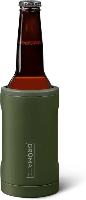 BrüMate Hopsulator Bott'l Insulated Bottle Cooler for Standard 12oz Glass Bottles | Glass Bottle Insulated Stainless Steel Drink Holder for Beer and Soda (OD Green)