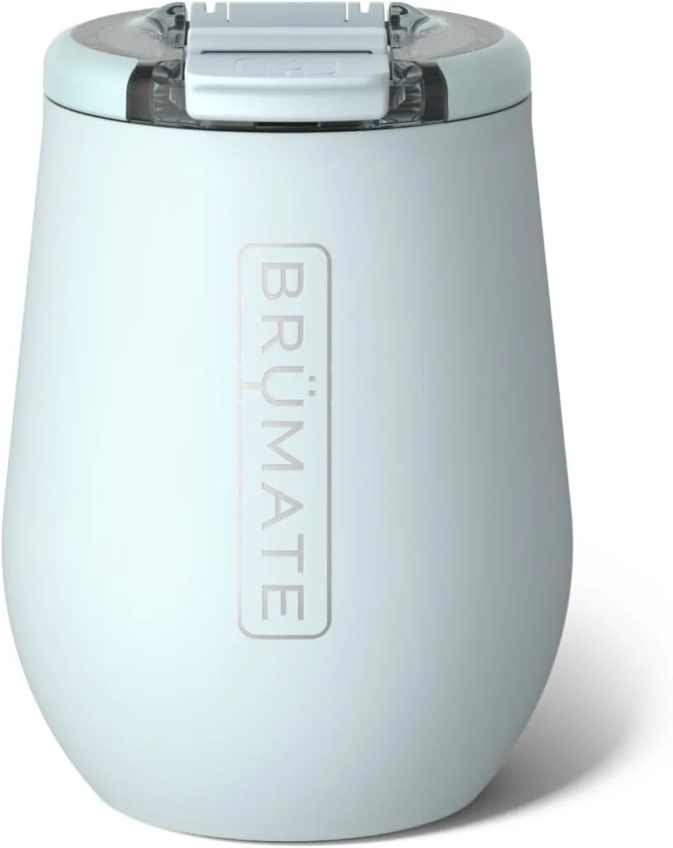 BrüMate Uncork'd 100% Leak-Proof 14oz Insulated Wine Tumbler with Lid - Vacuum Insulated Stainless Steel Wine Glass - Perfect For Travel & Outdoors (Blue Agave)