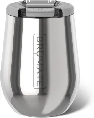BrüMate Uncork'd 100% Leak-Proof 14oz Insulated Wine Tumbler with Lid - Vacuum Insulated Stainless Steel Wine Glass - Perfect For Travel & Outdoors (Polished Stainless)