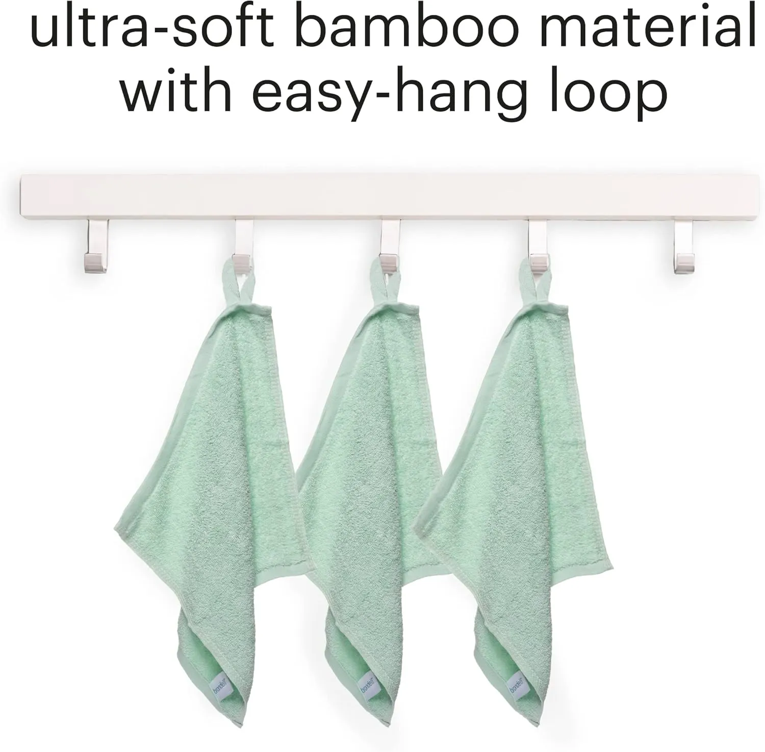 Brondell Ultra-Soft 100% Rayon Derived from Bamboo Bidet Towels for Bathrooms, Soft and Absorbent, Machine-Washable, Quick Dry, 9.85” x 9.85”, Includes Mesh Laundry Bag, Mint