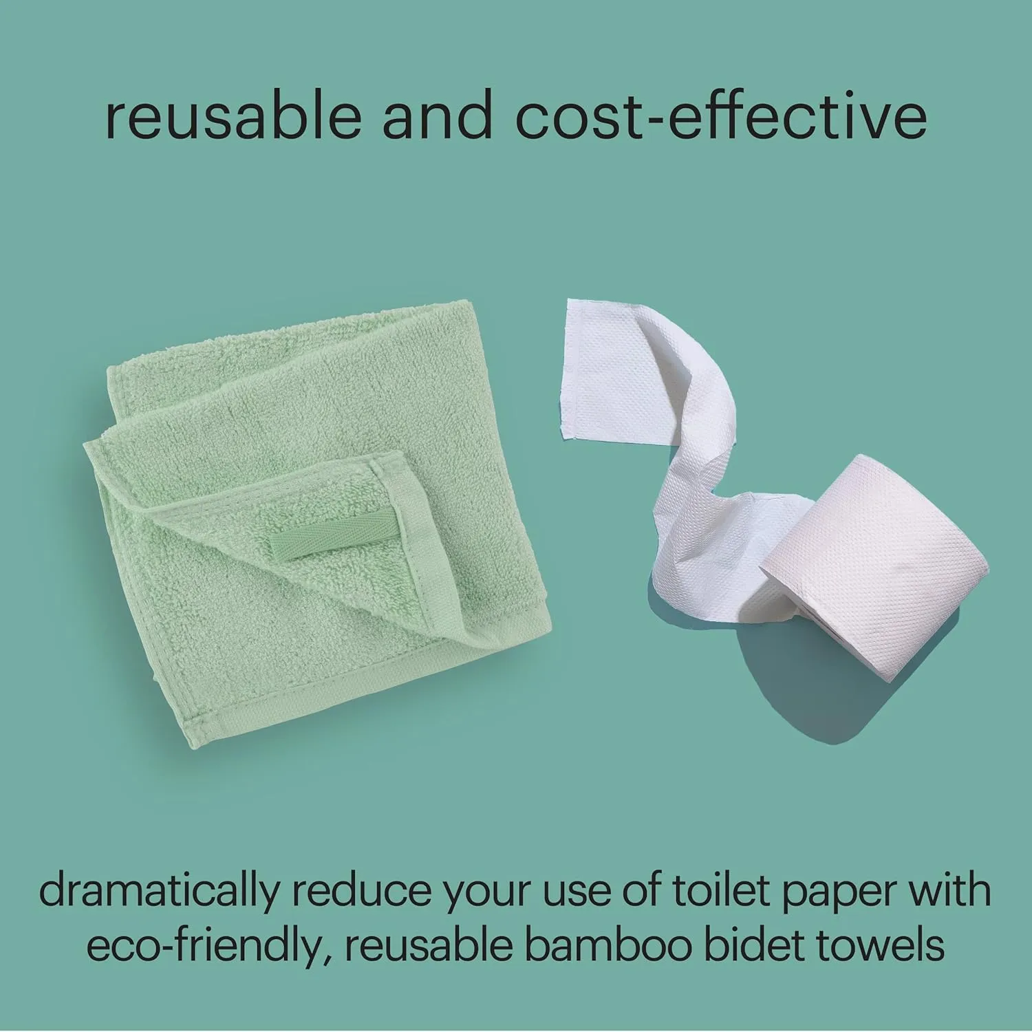 Brondell Ultra-Soft 100% Rayon Derived from Bamboo Bidet Towels for Bathrooms, Soft and Absorbent, Machine-Washable, Quick Dry, 9.85” x 9.85”, Includes Mesh Laundry Bag, Mint