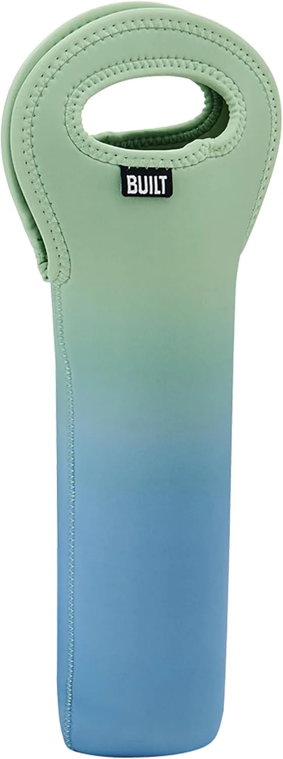 BUILT One Bottle Wine Tote, Stain, Tear, and Water Resistant, Insulated Bag For Protecting Wine Bottle While Carrying, Sea Glass