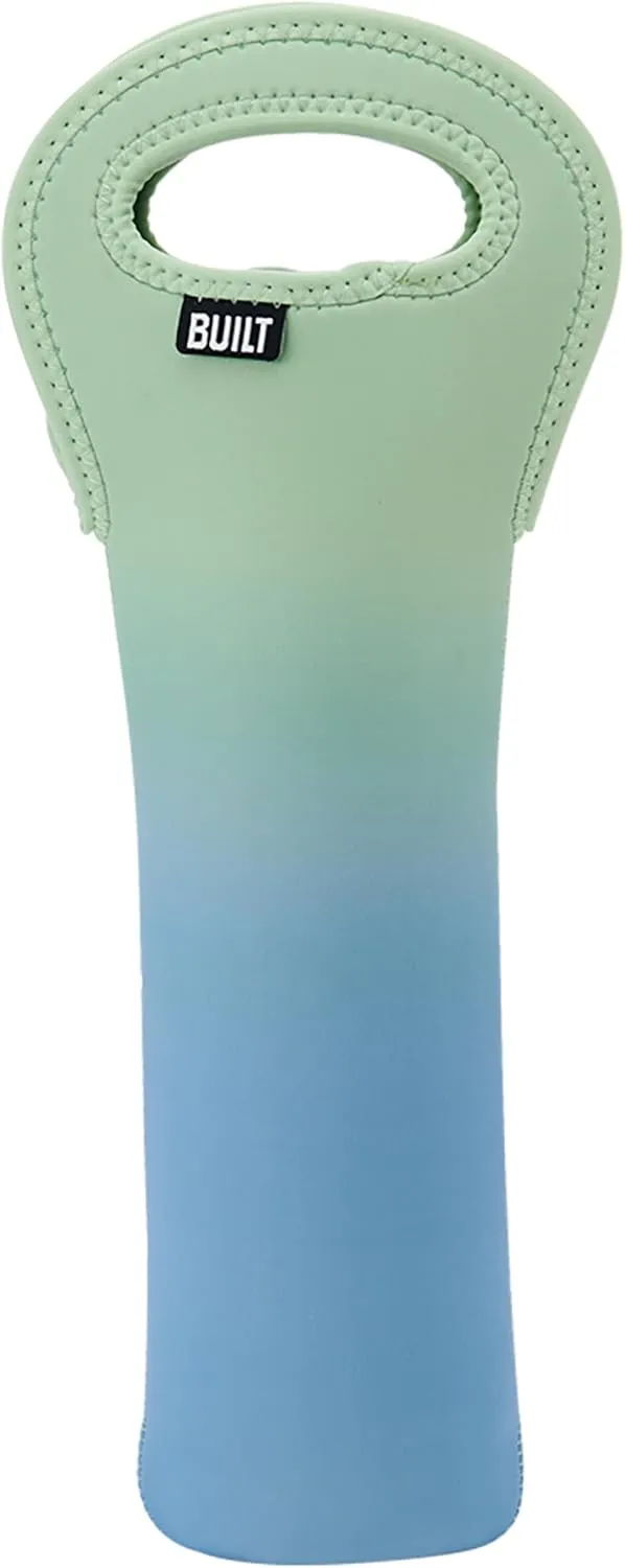 BUILT One Bottle Wine Tote, Stain, Tear, and Water Resistant, Insulated Bag For Protecting Wine Bottle While Carrying, Sea Glass