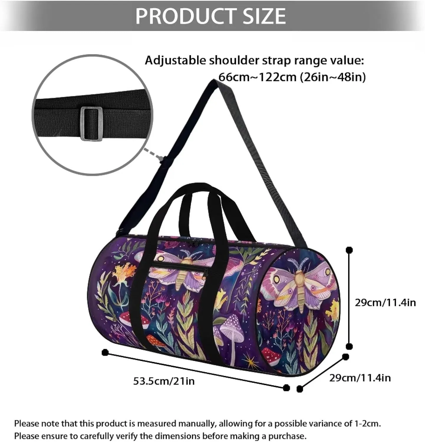 Butterfly Duffle Bag for Travel,Carry On Bag Travel Bags for Women Canvas Duffel Bag Overnight Weekend Gym Bag Large Luggage Bags