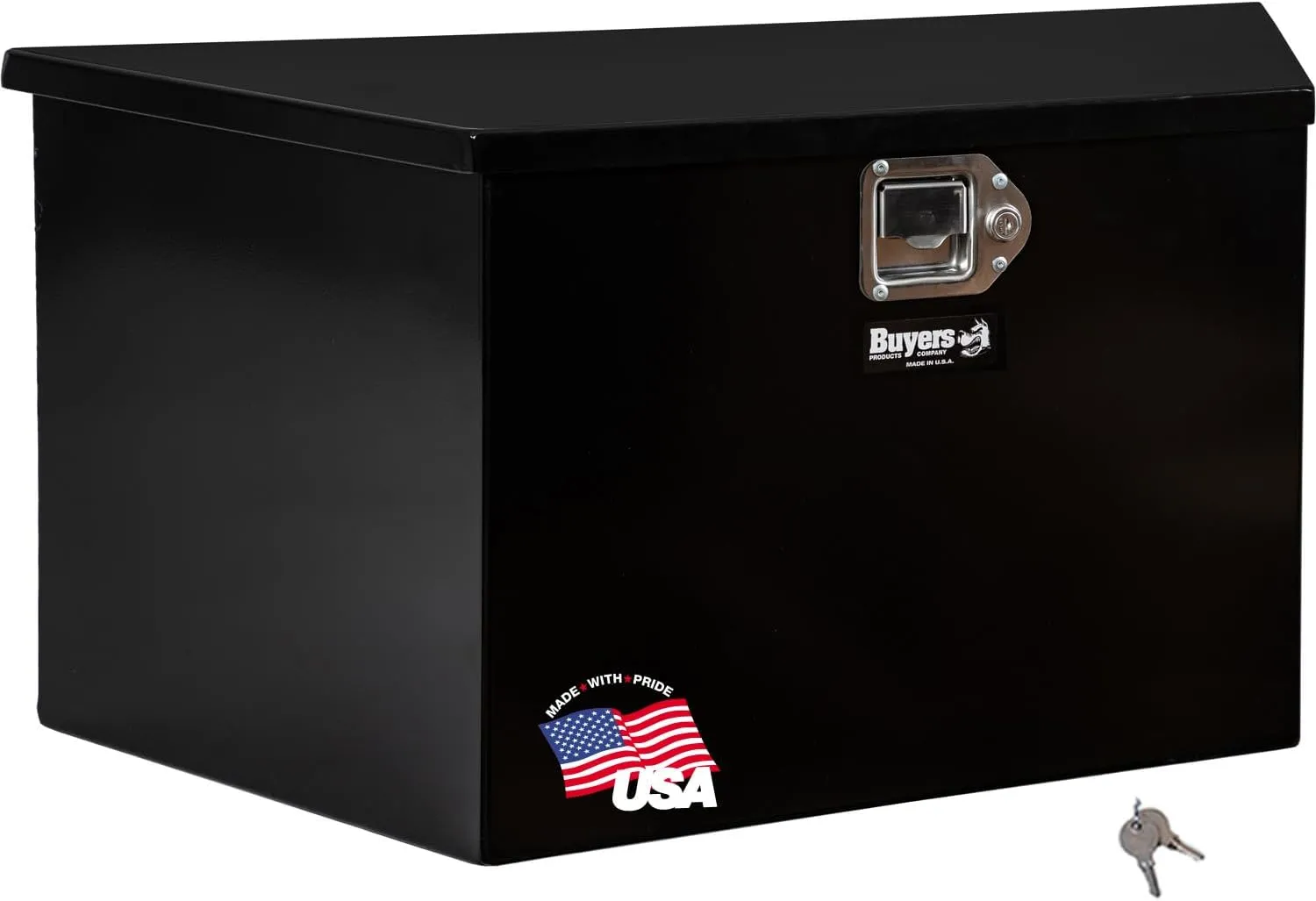 Buyers Products 1701280 Steel Trailer Tongue Box, 16.3 x 14.3 x 35.1 Inch, Black Gloss, Made In The USA, Trailer Tongue Tool Box For Storage And Organization, Trailer Storage Box