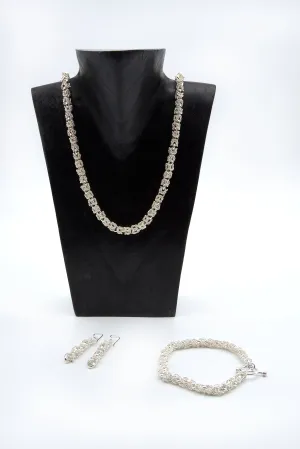 Byzantine Sterling Silver Set of Necklace, Bracelet and Earrings