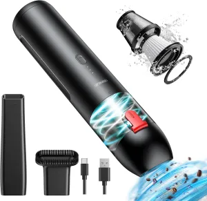 CAFELE Cordless Car Vacuum Cleaner Mini Portable Handheld Vacuum for Sofa Dog Hair with LED Flashlight, 2 Speeds, 2 Nozzles, Max 45Mins Runtime, for Car Home Office Keyboard Desk Couch