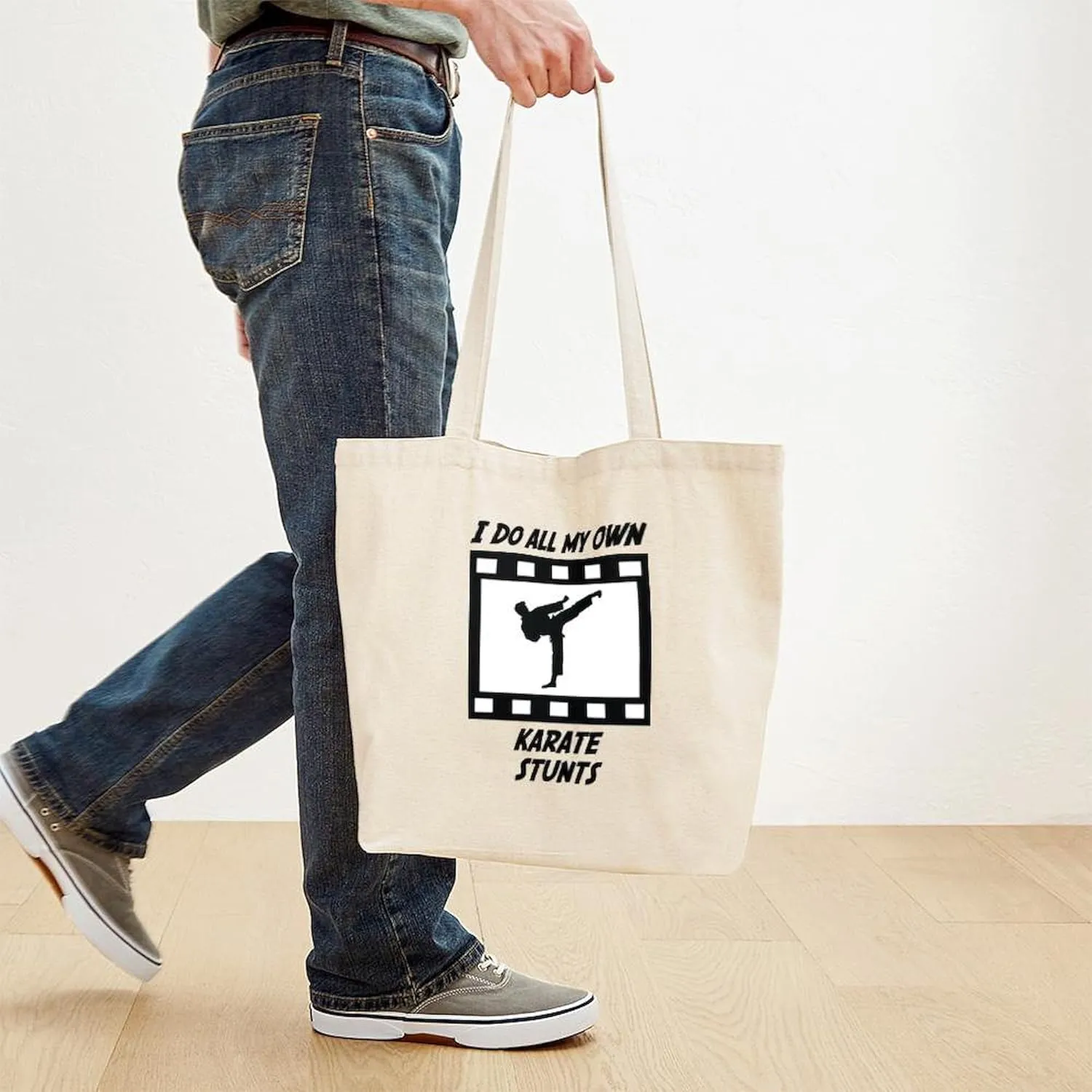 CafePress Karate Stunts Tote Bag Reusable Natural Beige Canvas Shopping Bag