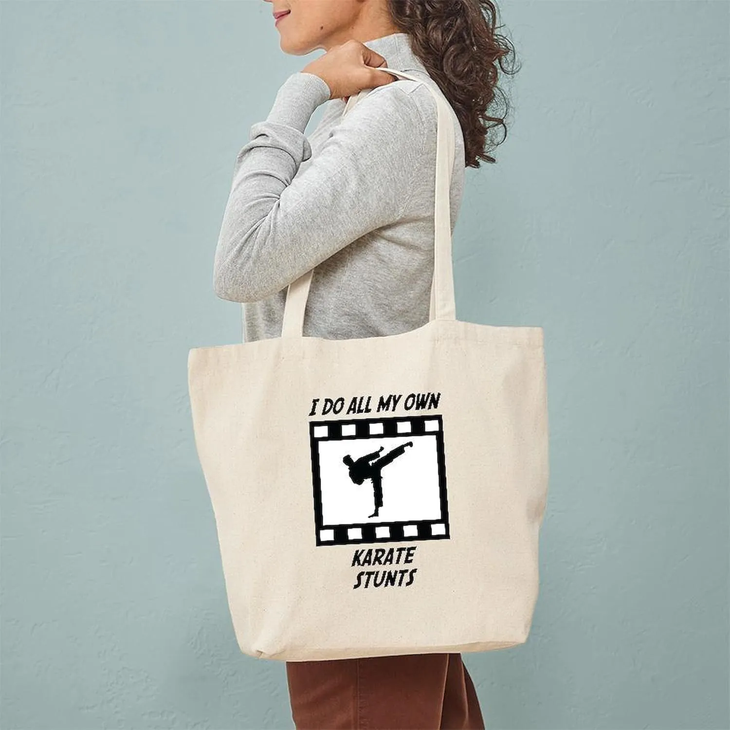 CafePress Karate Stunts Tote Bag Reusable Natural Beige Canvas Shopping Bag