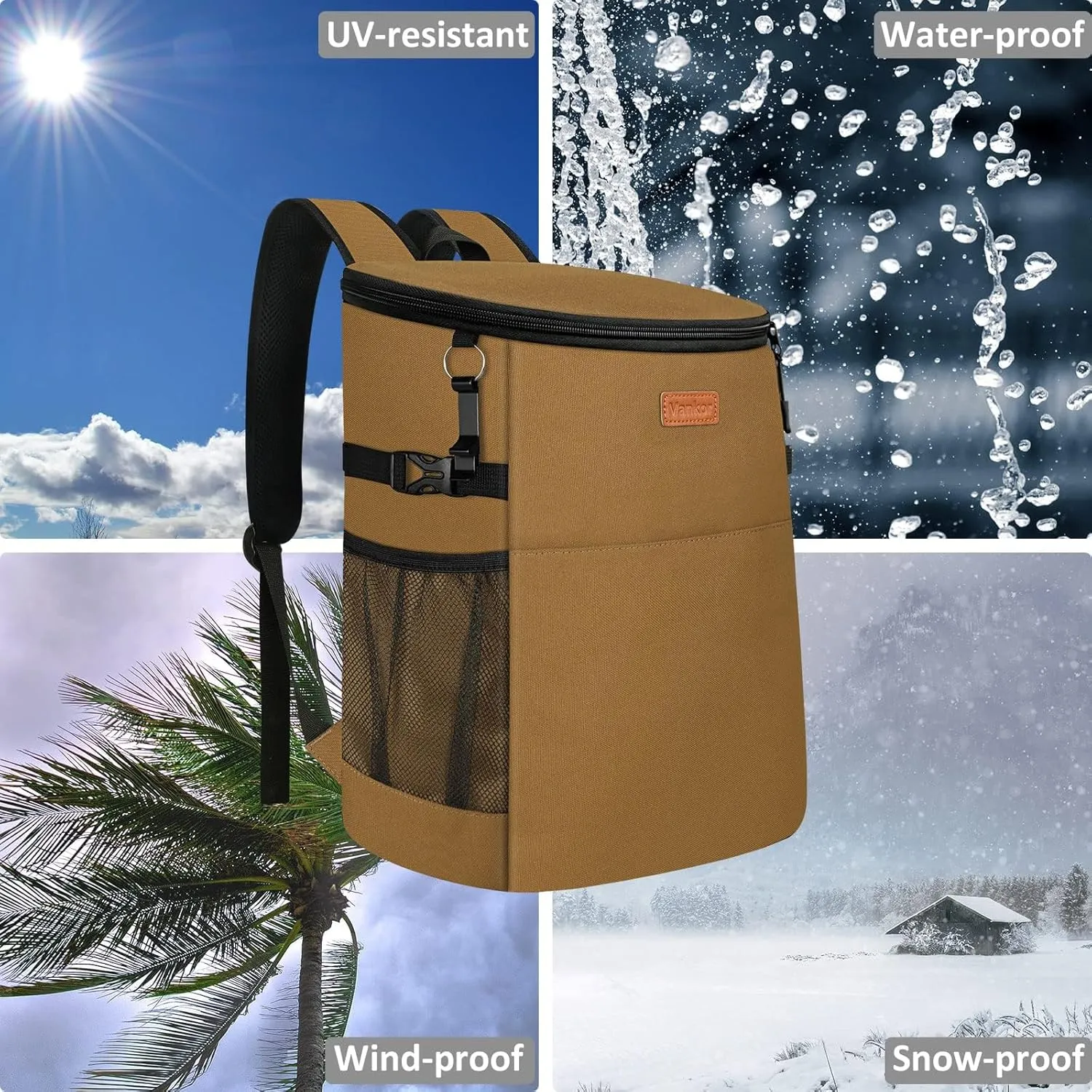 Camping Cooler Backpack 30 Cans, Soft Backpack Coolers Insulated Leak Proof Travel Cooler Bag Waterproof Lunch Picnic Beach Work Trip Thermal Bag Drink Beverage Beer Bag Cooler