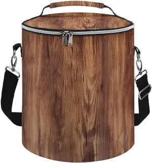 Camping Cooler Bag, Brown Wood Grain Print Portable Ice Pack Outdoor Cooler Bag Picnic Cooler Bag Foldable Cooler Bag, style