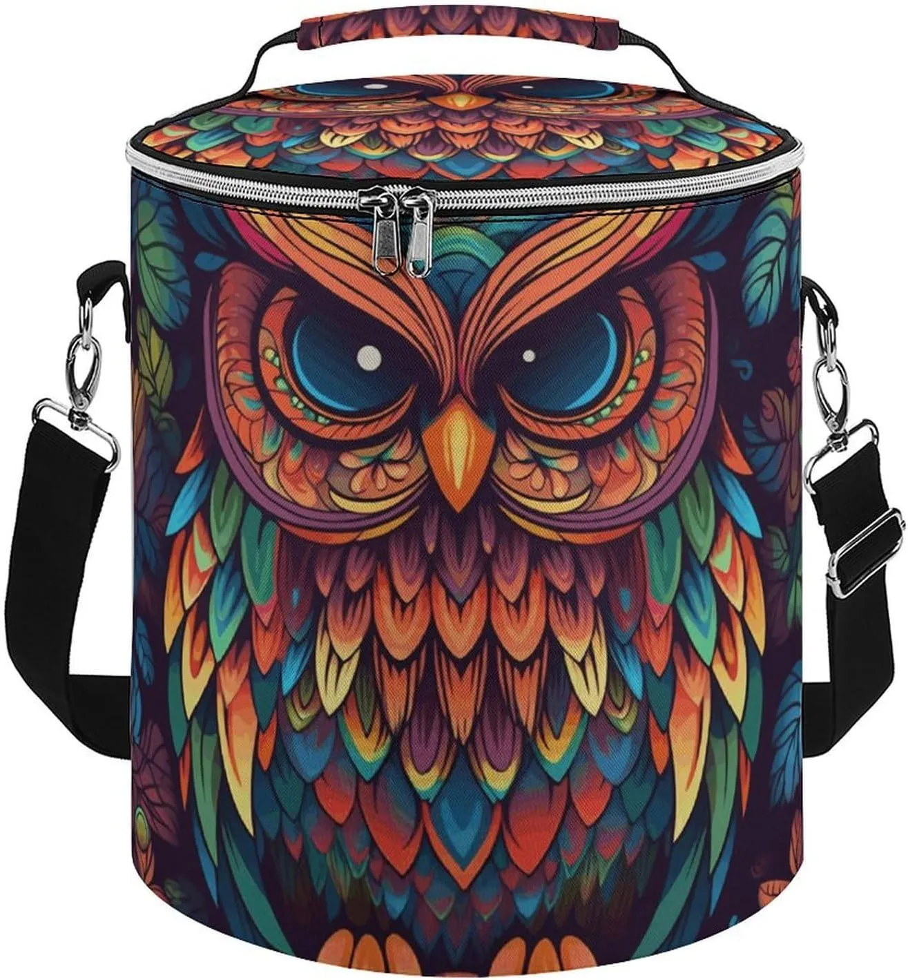Camping Cooler Bag, Color Owl Pattern Print Portable Ice Pack Outdoor Cooler Bag Picnic Cooler Bag Foldable Cooler Bag, style
