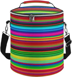 Camping Cooler Bag, Colorful Mexican Stripes Print Portable Ice Pack Outdoor Cooler Bag Picnic Cooler Bag Foldable Cooler Bag, style