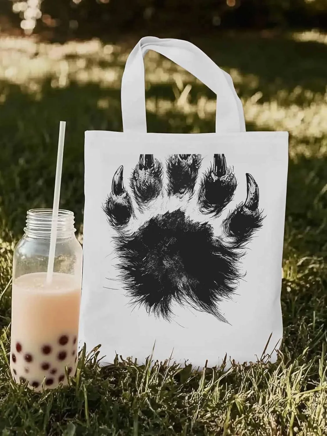 Canvas Tote Bag, Animals Paw Print patterned Canvas Tote Handbags for Women Shoulder Bag,