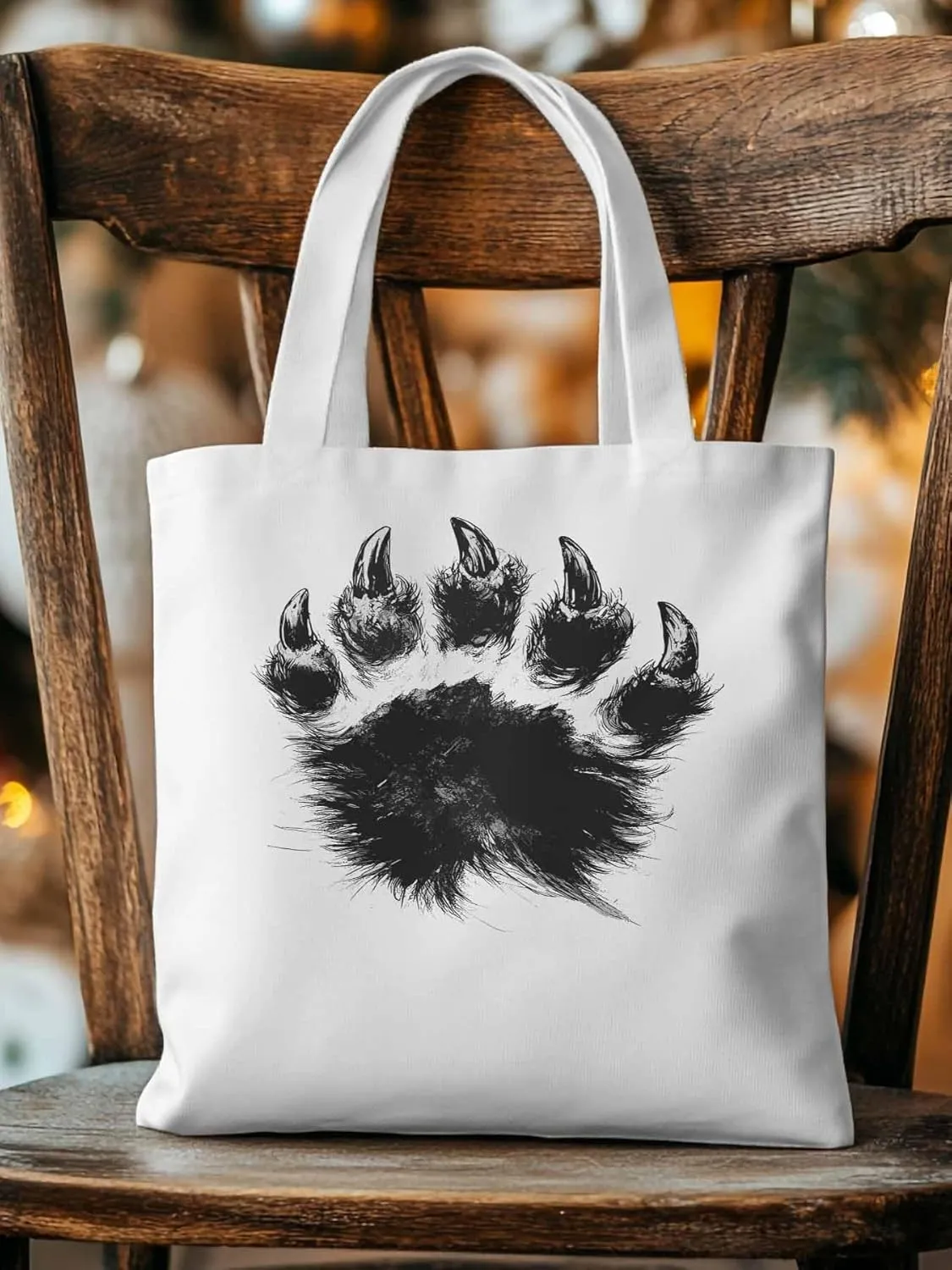 Canvas Tote Bag, Animals Paw Print patterned Canvas Tote Handbags for Women Shoulder Bag,