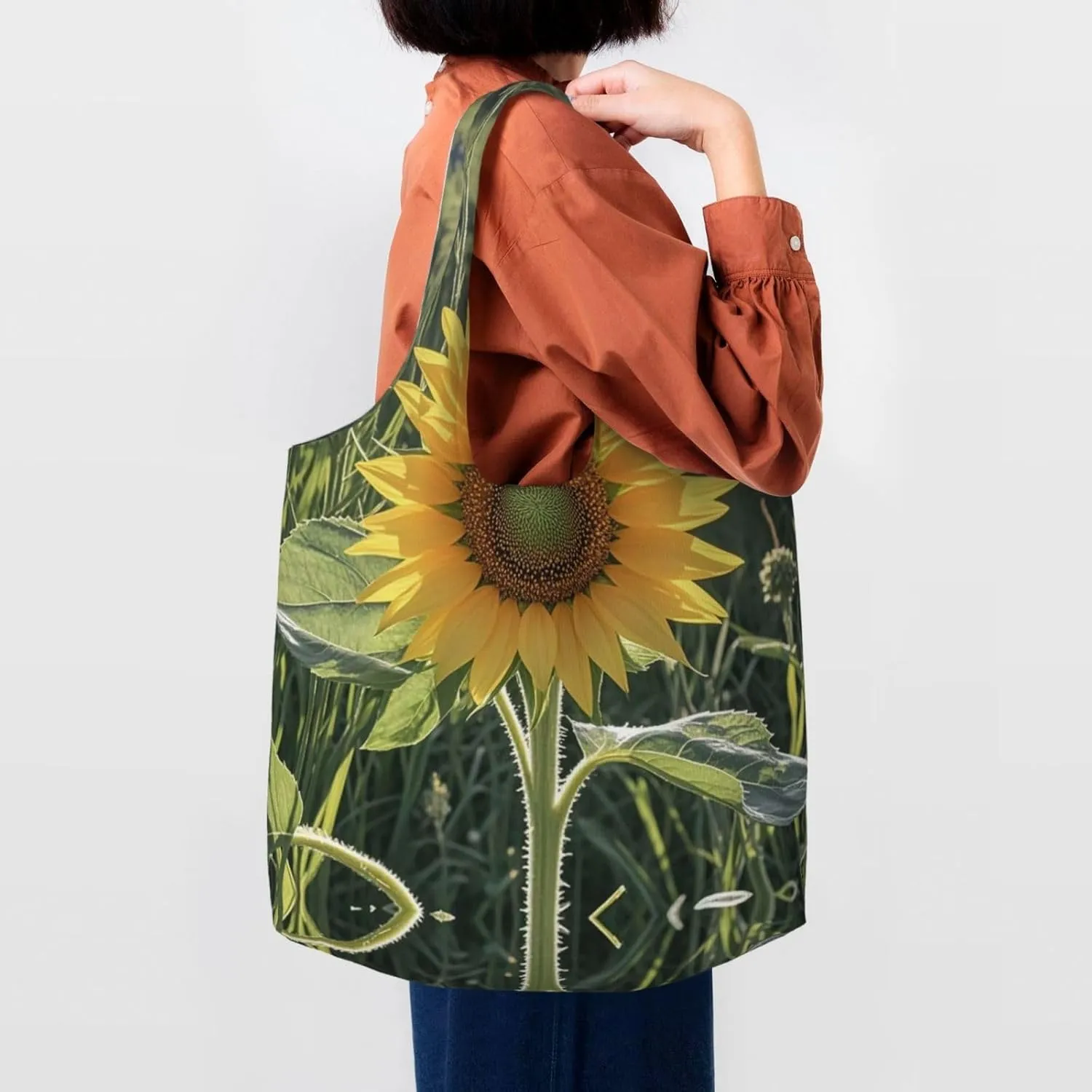 Canvas Tote Bag Lightweight Reusable Grocery Shopping Bag Wild Animals Tiger Handbag for Women Men