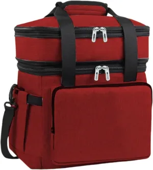 Car Camping Coolers for Isuzu Concept/Como/D-Max/MU-X/N-Series/Panther/Amigo/Aska, Leak Proof Cooler, Portable Lightweight Ice Chest Box, Compartments Waterproof Insulated Bag,D-Red