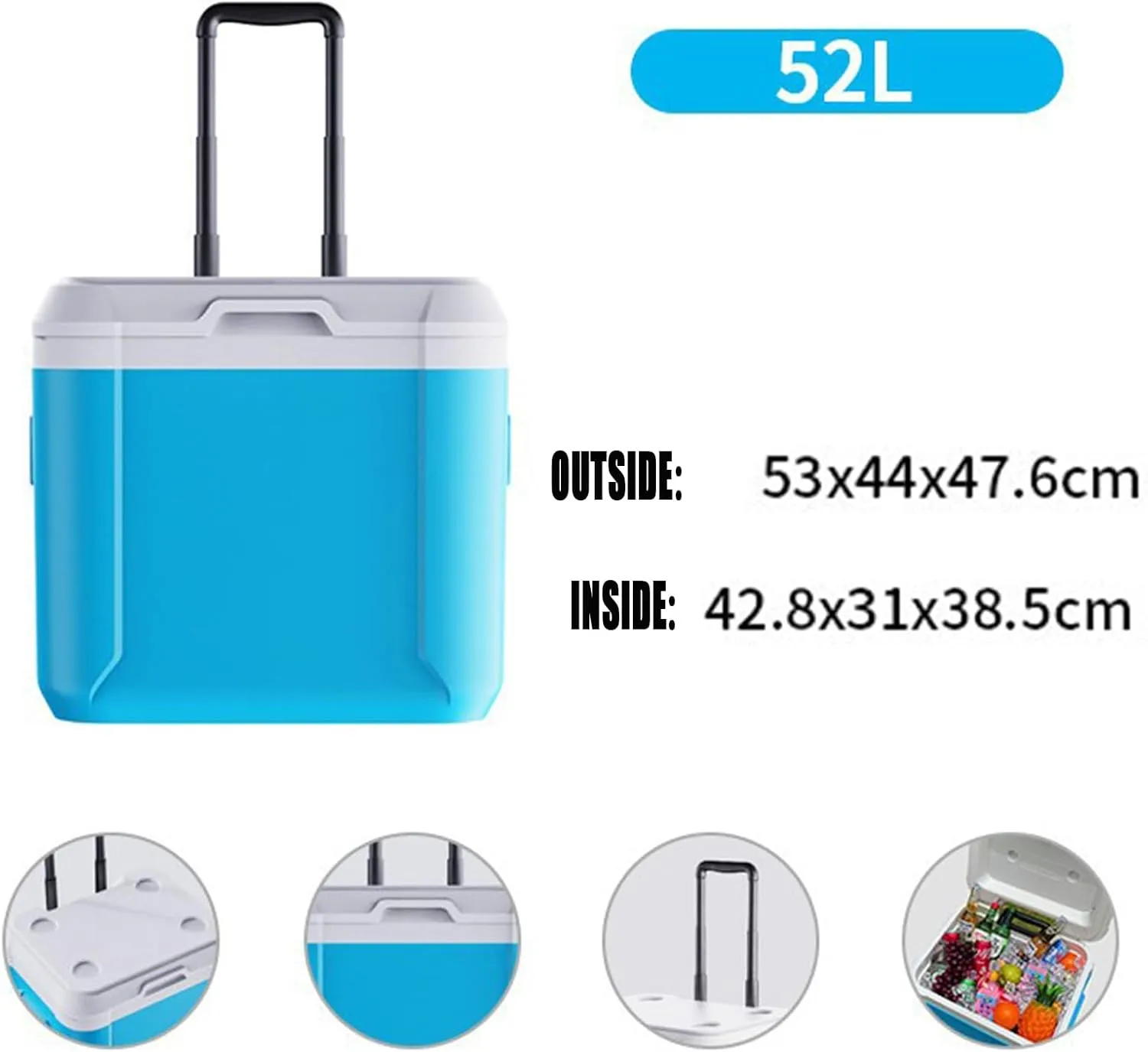 Car Camping Coolers for Lamborghini Gallardo/Islero/Jalpa/Jarama/Miura/Murciélago/Urraco, Leak Proof Cooler, Portable Lightweight Ice Chest Box, Compartments Waterproof Insulated Bag,A-Blue