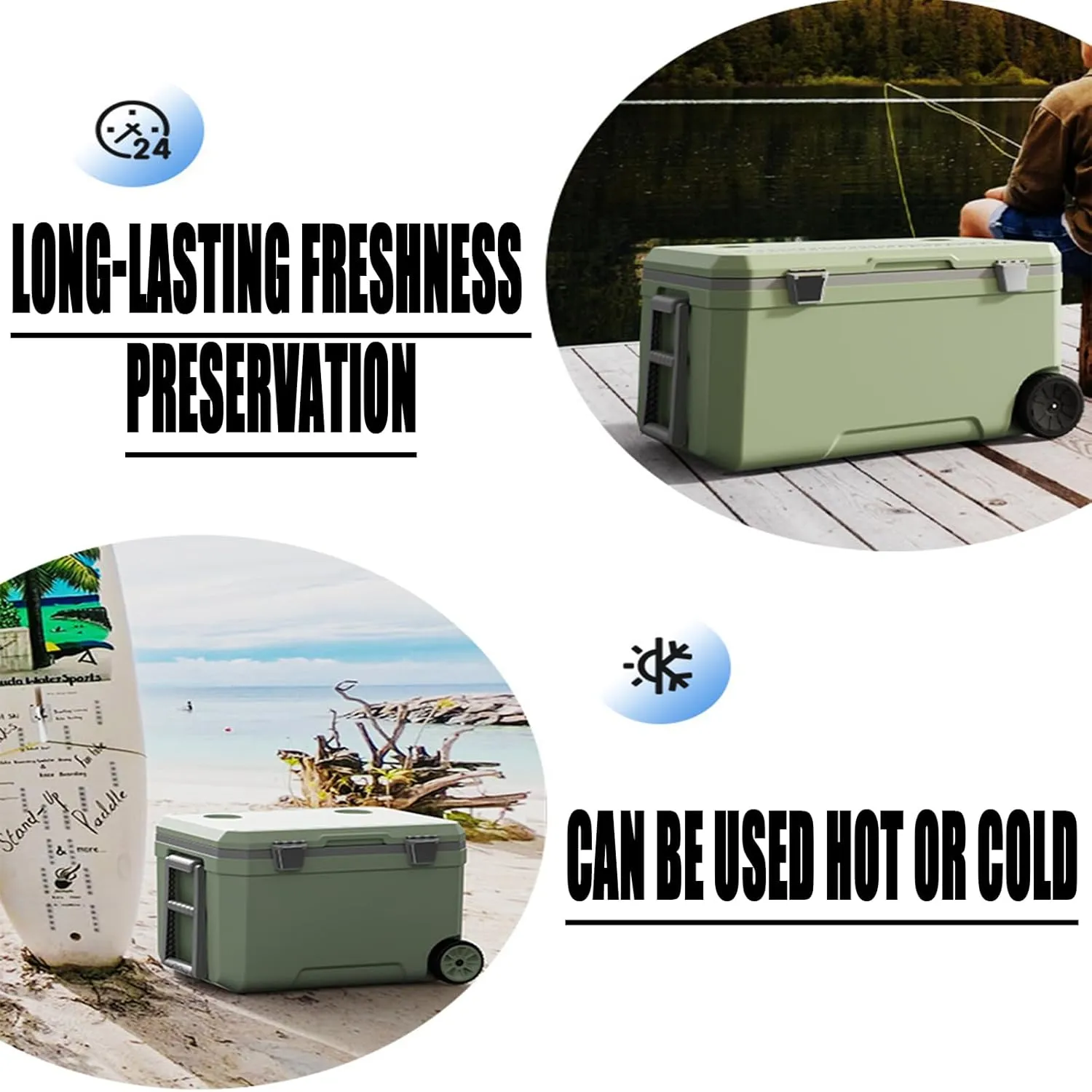 Car Camping Coolers for Mercedes-Benz Citan/CLA/GLC/GLE/Sprinter/Vito, Waterproof Portable Cooler, Leak Proof Picnic Insulated Bag, Ultra-Light Premium Ice Chest Box,A-Green-45L