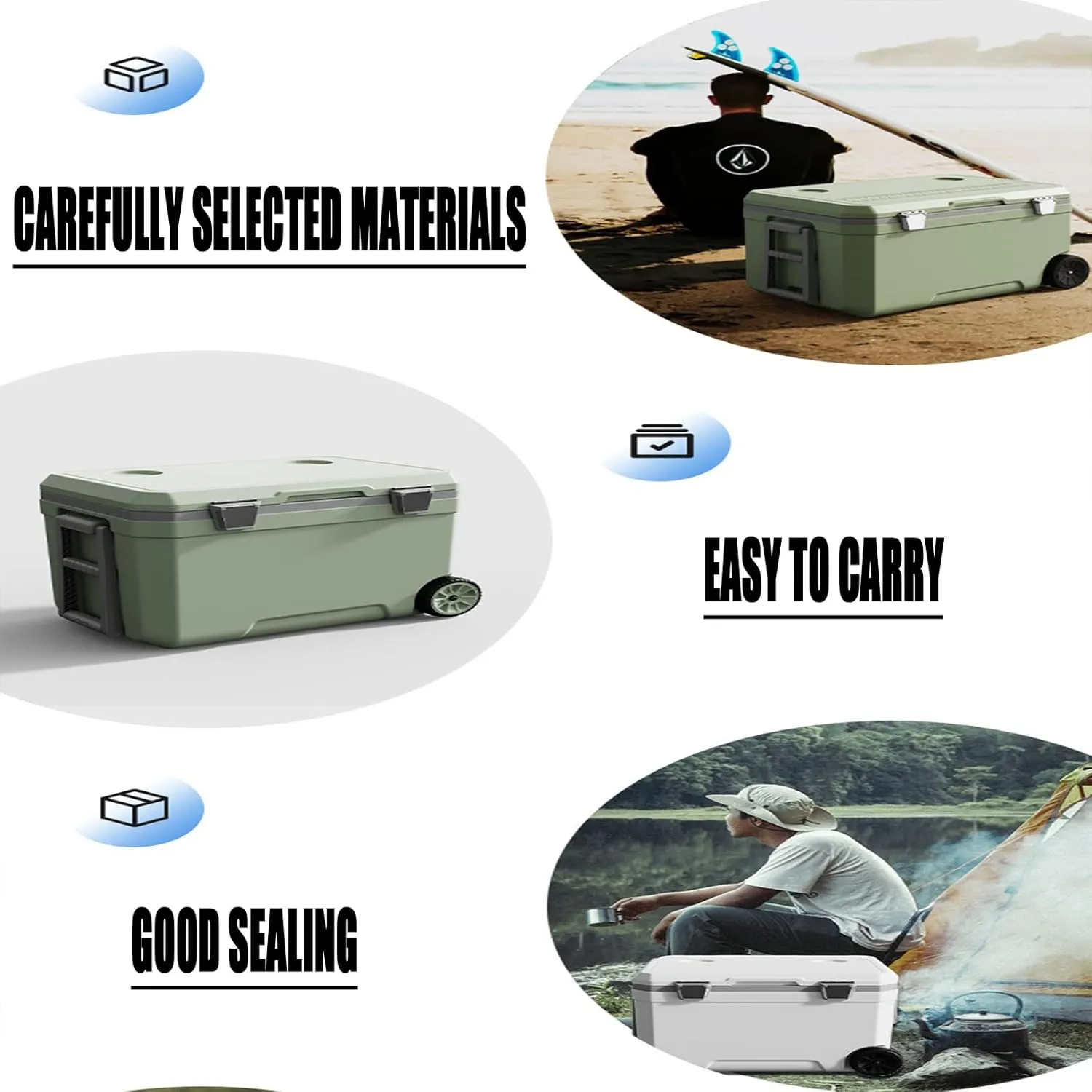 Car Camping Coolers for Mercedes-Benz Citan/CLA/GLC/GLE/Sprinter/Vito, Waterproof Portable Cooler, Leak Proof Picnic Insulated Bag, Ultra-Light Premium Ice Chest Box,A-Green-45L
