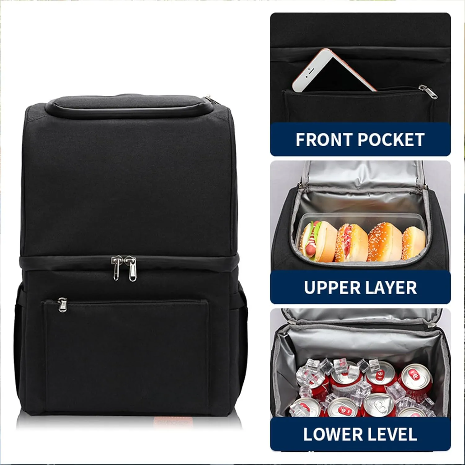 Car Camping Coolers for Subaru Baja/Bighorn/Concept/Leone/Sumo/Trezia/Tribeca, Waterproof Portable Cooler, Leak Proof Picnic Insulated Bag, Ultra-Light Premium Ice Chest Box,A-Black