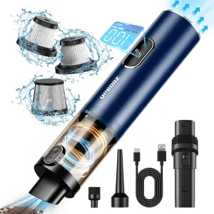 Car Vacuum, Portable Handheld Vacuum Cordless, 14000PA Powerful Suction Vacuum Cleaner with LED Light and Air Duster 2 in 1,Low Noise Rechargeable 2-Speed Mini Hand Held Vacuum for Car Home Pet Office