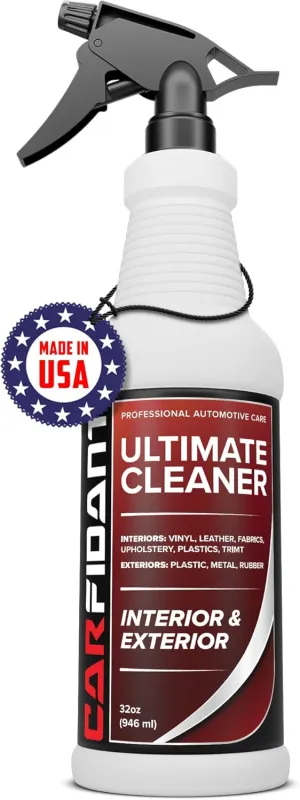 Carfidant Interior Cleaner – Removes Stains & Deep Cleans Car Seats, Leather, Fabric, Upholstery, Plastic, Dashboard & More – Car Cleaning Kit & Interior Detailer Spray – 32oz