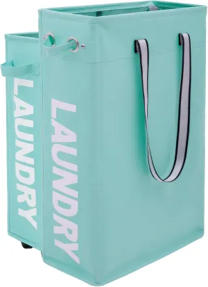 Caroeas 24“ Slim Laundry Basket Tall & Slim Hamper Waterproof Laundry Bag Collapsible Travel Laundry Bag with Breathable Mesh Cover & Soft Handle Laundry Hamper