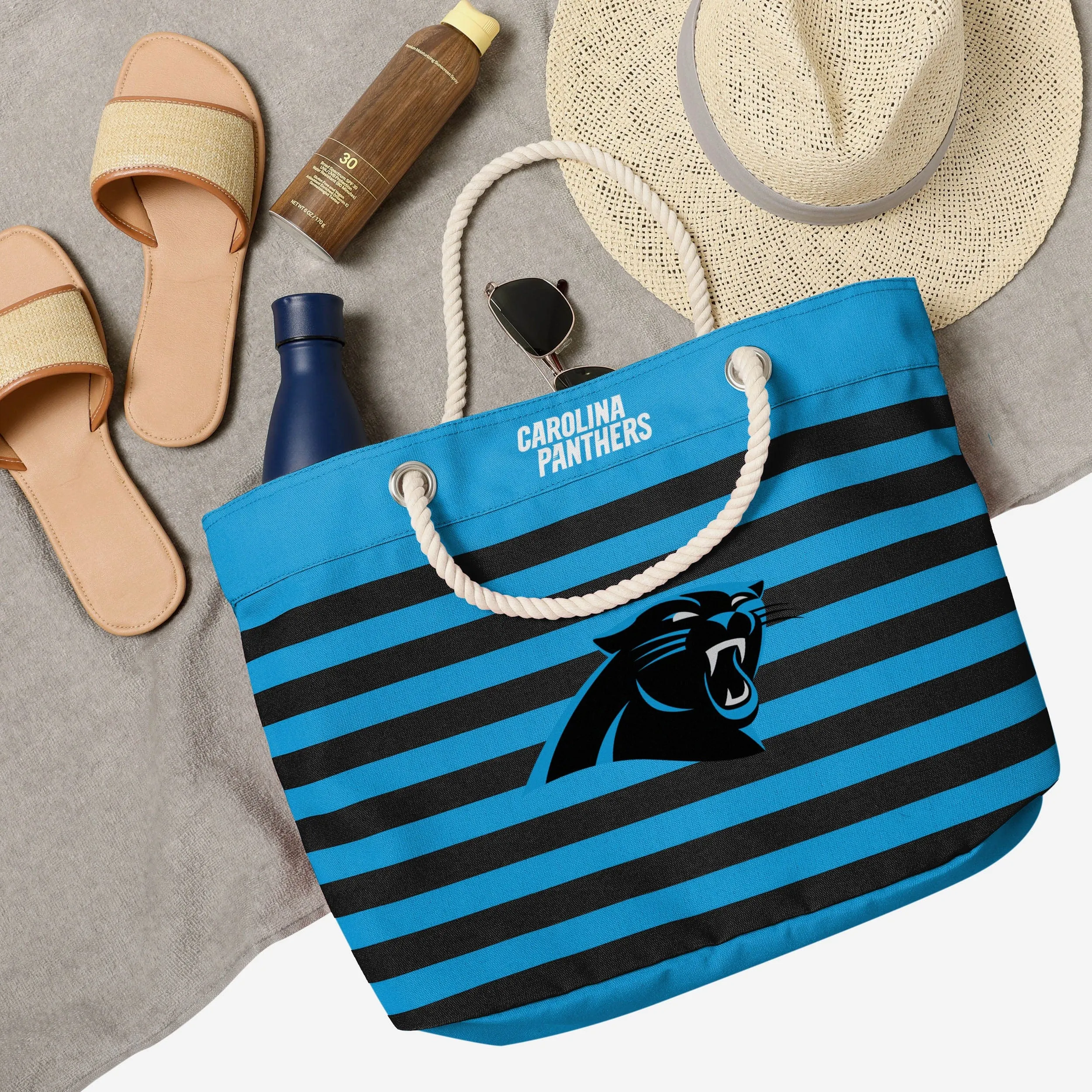 Carolina Panthers Nautical Stripe Tote Bag