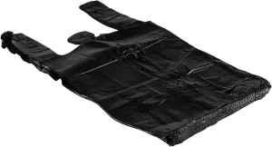 Carry-Out Plastic Bag-Black Plain T-Shirt Bag 11.5"x6.5"x21.5" 15 mic(Black, 1000/Case)