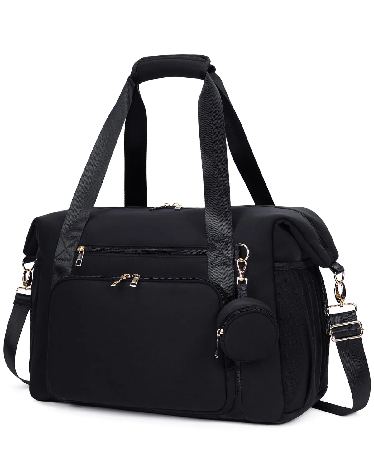 CEI-CEI Diaper Bag Tote Neoprene Mothers Day Gifts Waterproof Large Travel Baby Bags for Mom and Dad with Pacifier Case and Changing Pad Maternity Hospital Totes with Stroller Strap (Black)