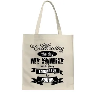 Celebrating the Day We Became a Family Adoption Gifts for Moms Dads and Adoptive Parents Natural White Multicolor Canvas Tote Bag