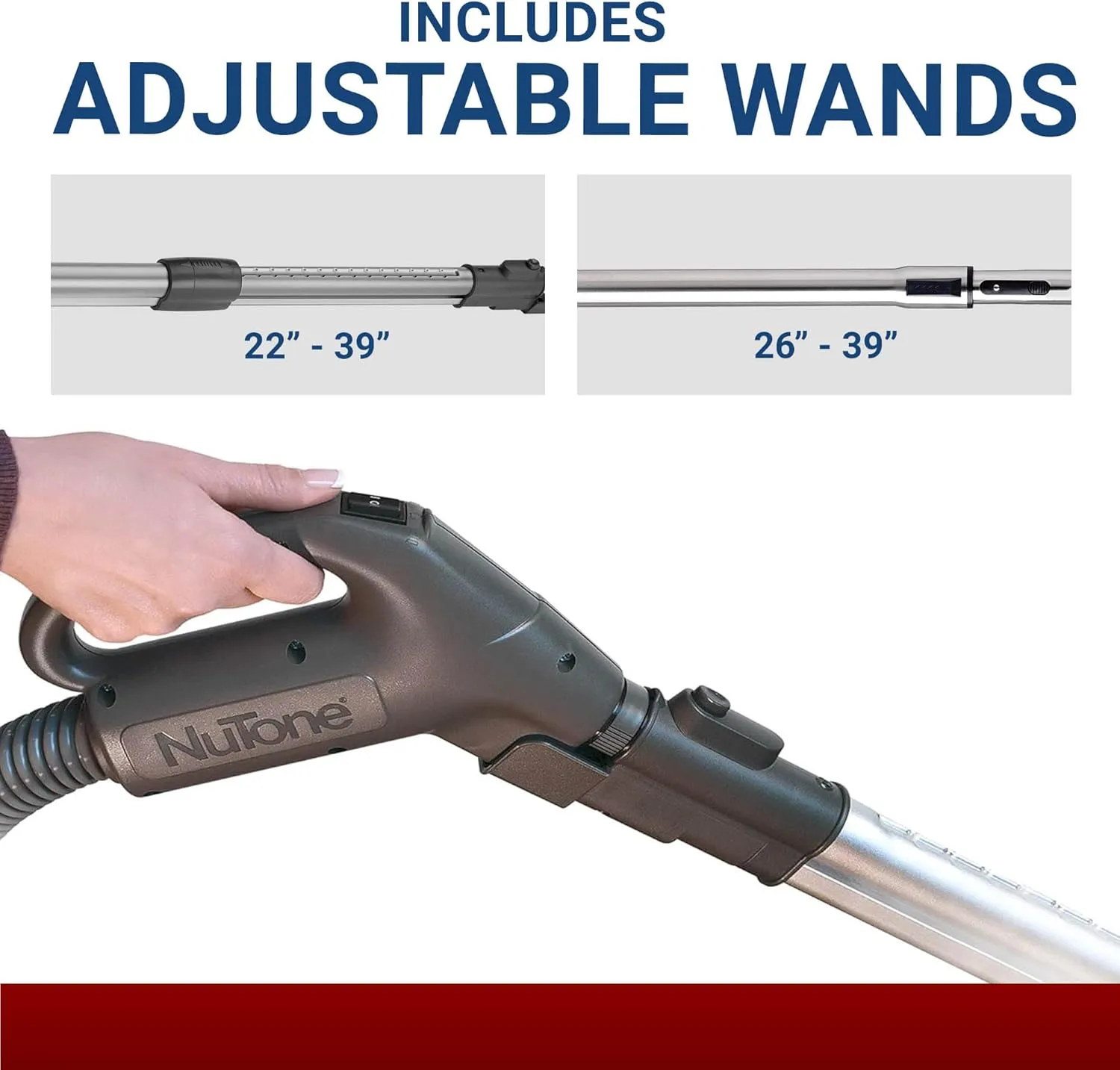 Central Vac Carpet & Bare Floor Electric Direct Connect Attachment Set for Cleaning Carpets, Hardwood Floors, Furniture & Draperies - 30FT Hose, Twist & Turn Brush, Electric Brush, Wands & Storage Bag
