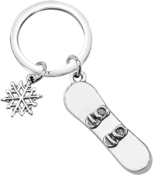 CENWA Snowboarder Gift 3D Snowboard and Snowflake Pendant Snowboarding Keychain Snowboarder Team Gift