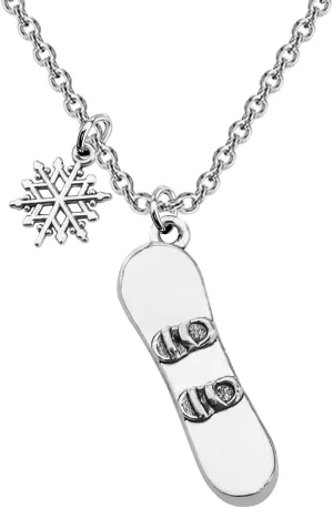 CENWA Snowboarder Gift 3D Snowboard and Snowflake Pendant Snowboarding Necklace Snowboarder Team Gift