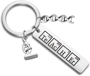 Chemistry Teacher Keychain Gift Microscope DNA Keychain Science Teacher Jewelry Laboratory Gift Periodic Table Gift