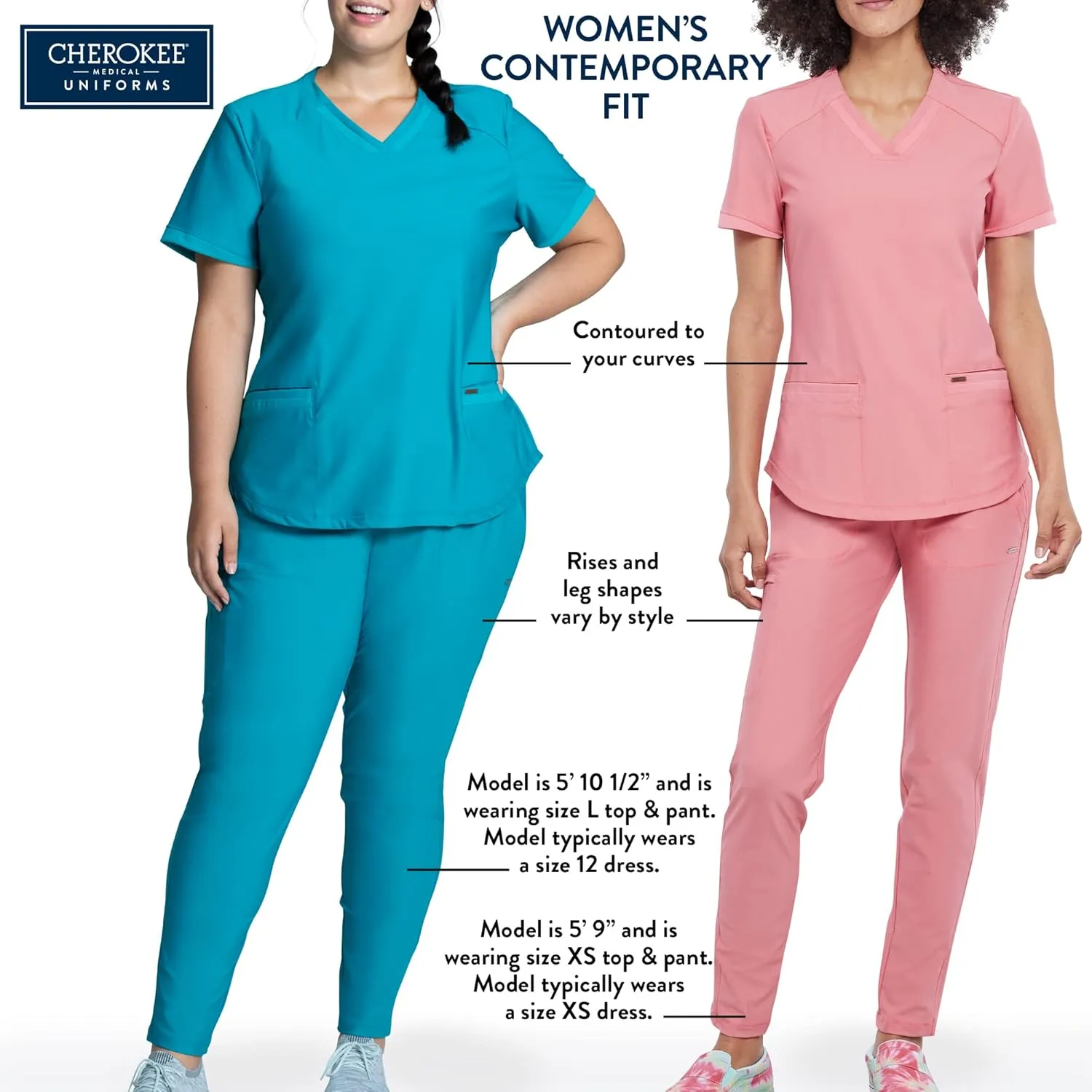 Cherokee Scrub Jackets For Woman with Zip Front, 360° Stretch Fabric - CK303