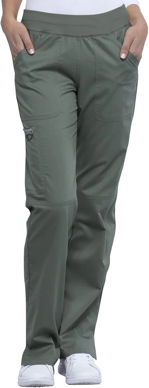 Cherokee Women Scrub Pant with Straight Leg Pull-on Pant Medical Bottom with 4 Pocket & 2-Way Stretch Fabric - WW110