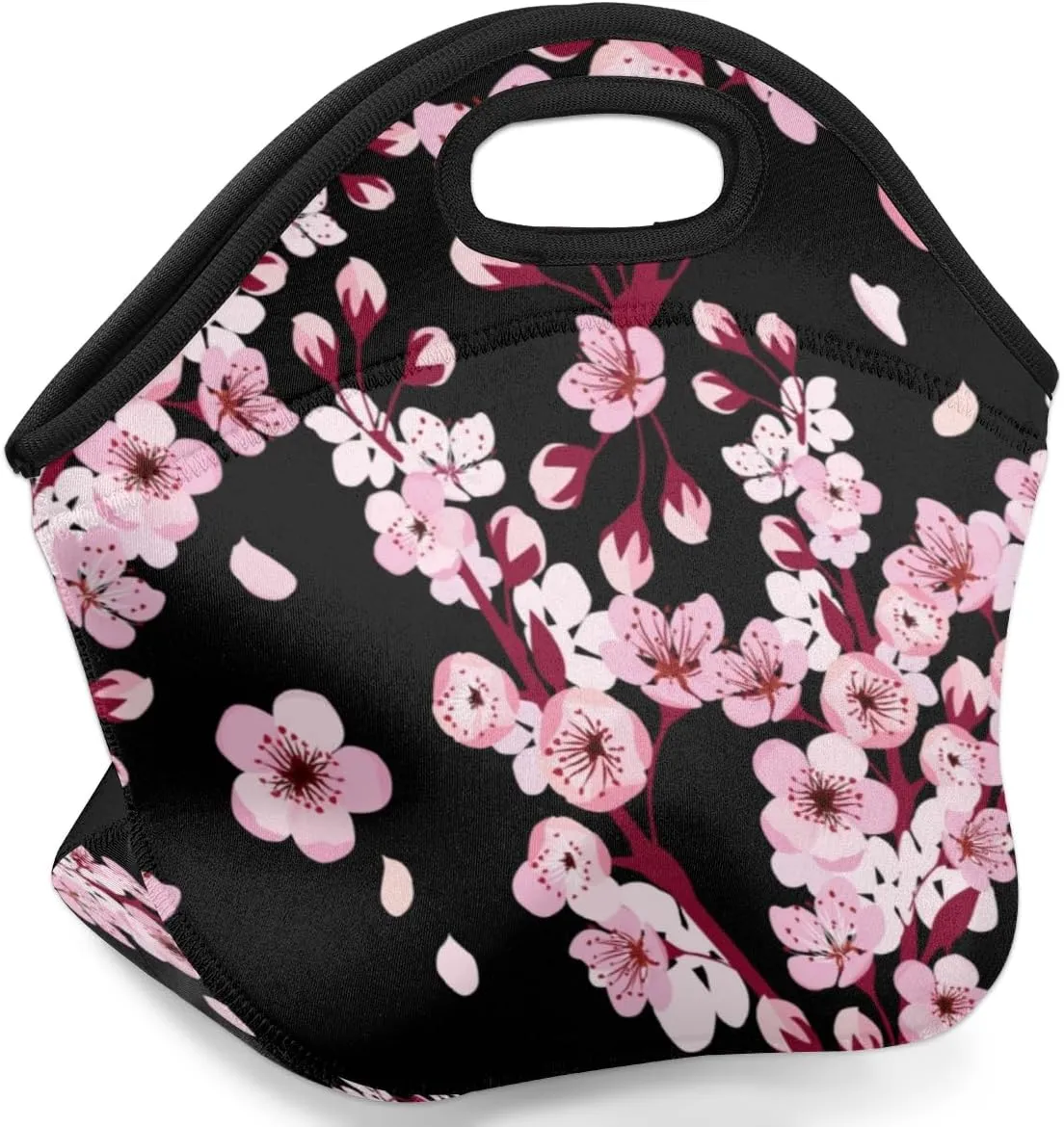 Cherry Blossom Themes Insulated Lunch Bag Women Reusable Lunch Tote Bag for Men Adults Neoprene Cooler Lunch Box for Work Travel Picnic Food