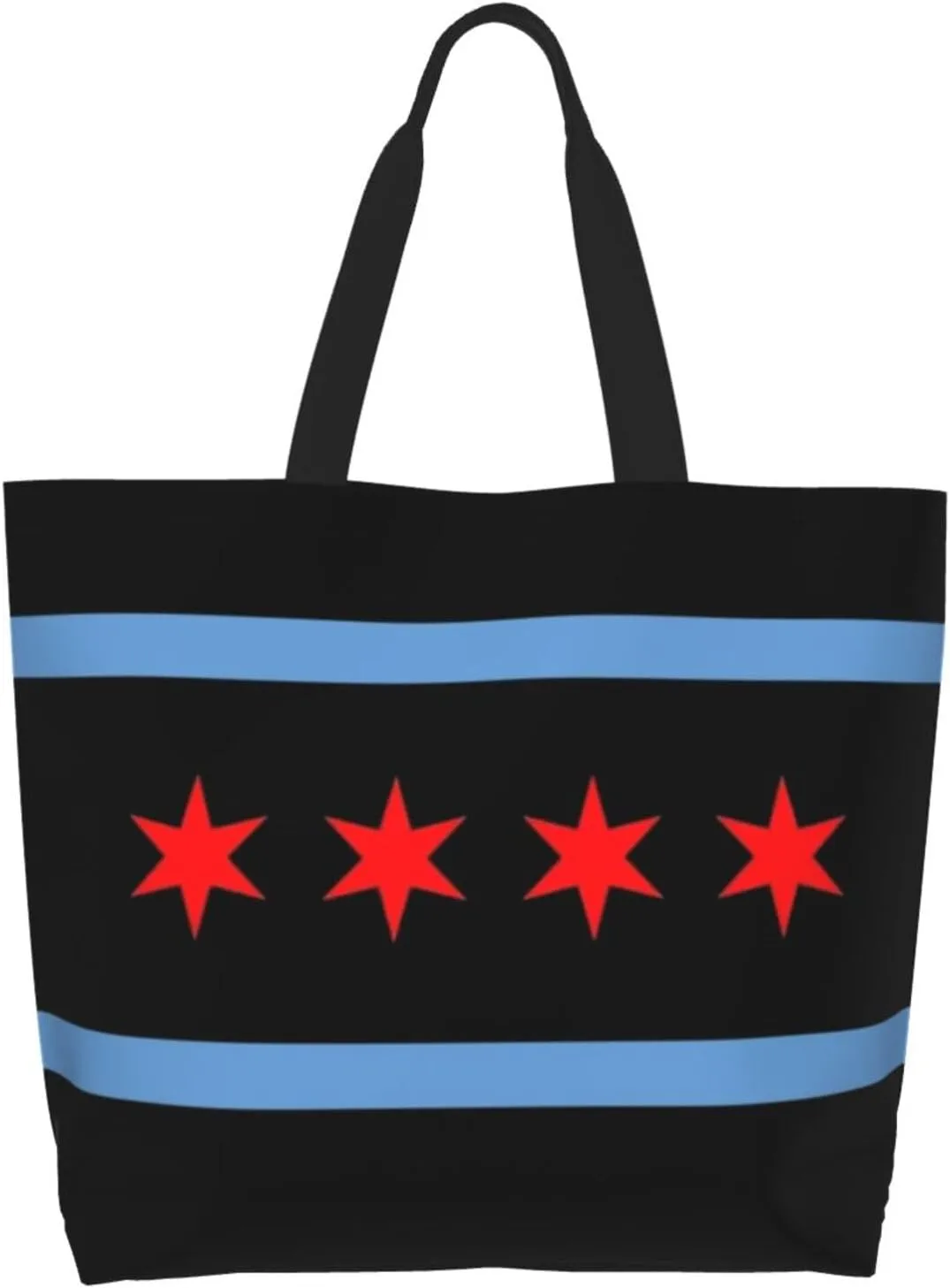 Chicago Canvas Tote Bag Chicago Flag Shoulder Bag Handbag Flag Casual Chicago Grocery Bags for Outdoors