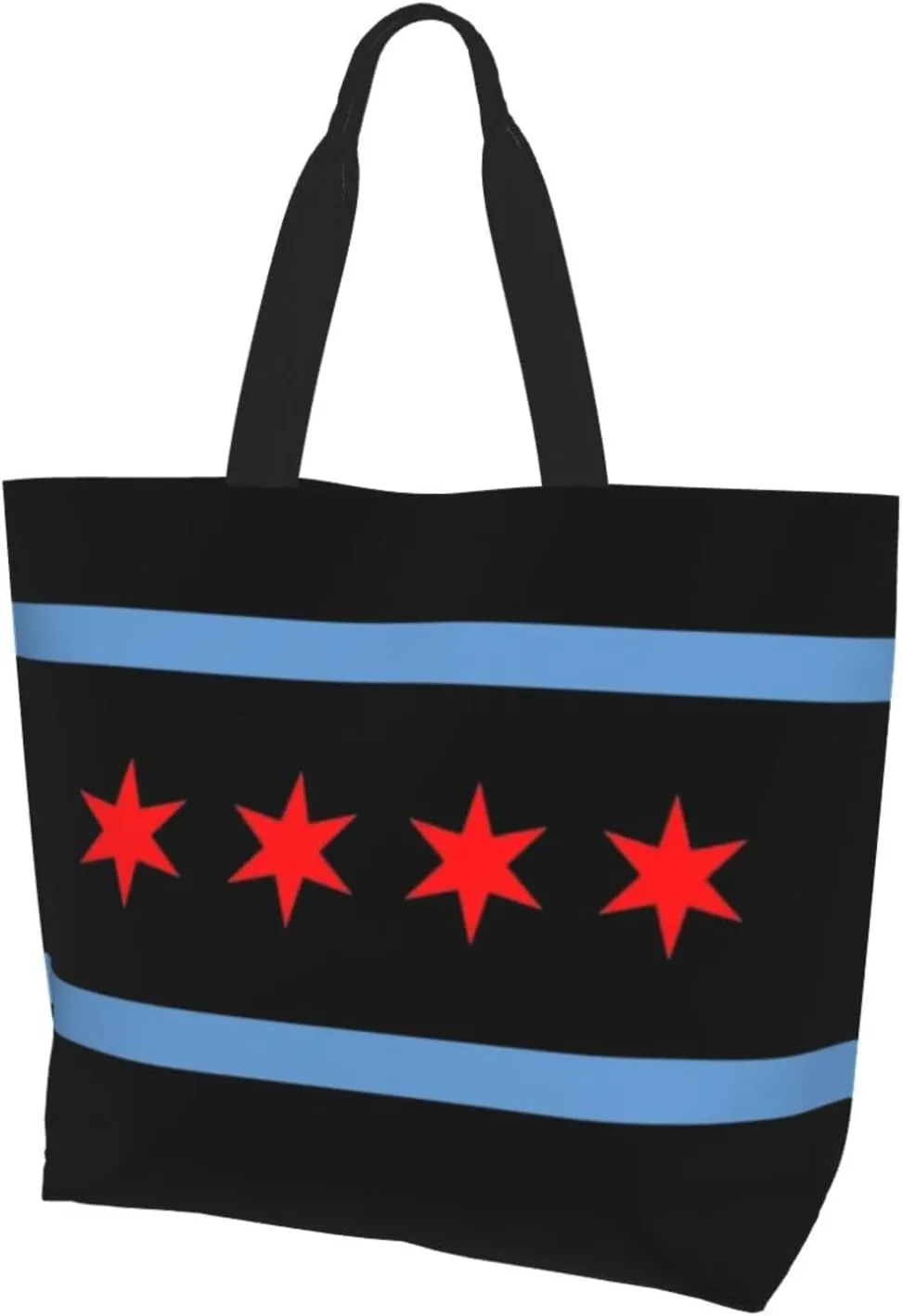 Chicago Canvas Tote Bag Chicago Flag Shoulder Bag Handbag Flag Casual Chicago Grocery Bags for Outdoors