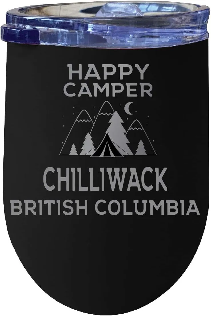 Chilliwack British Columbia Souvenir 12 oz Black Laser Etched Insulated Wine Stainless Steel Tumbler