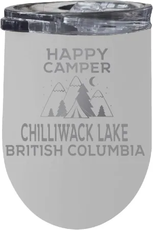 Chilliwack Lake British Columbia Souvenir 12 oz White Laser Etched Insulated Wine Stainless Steel Tumbler